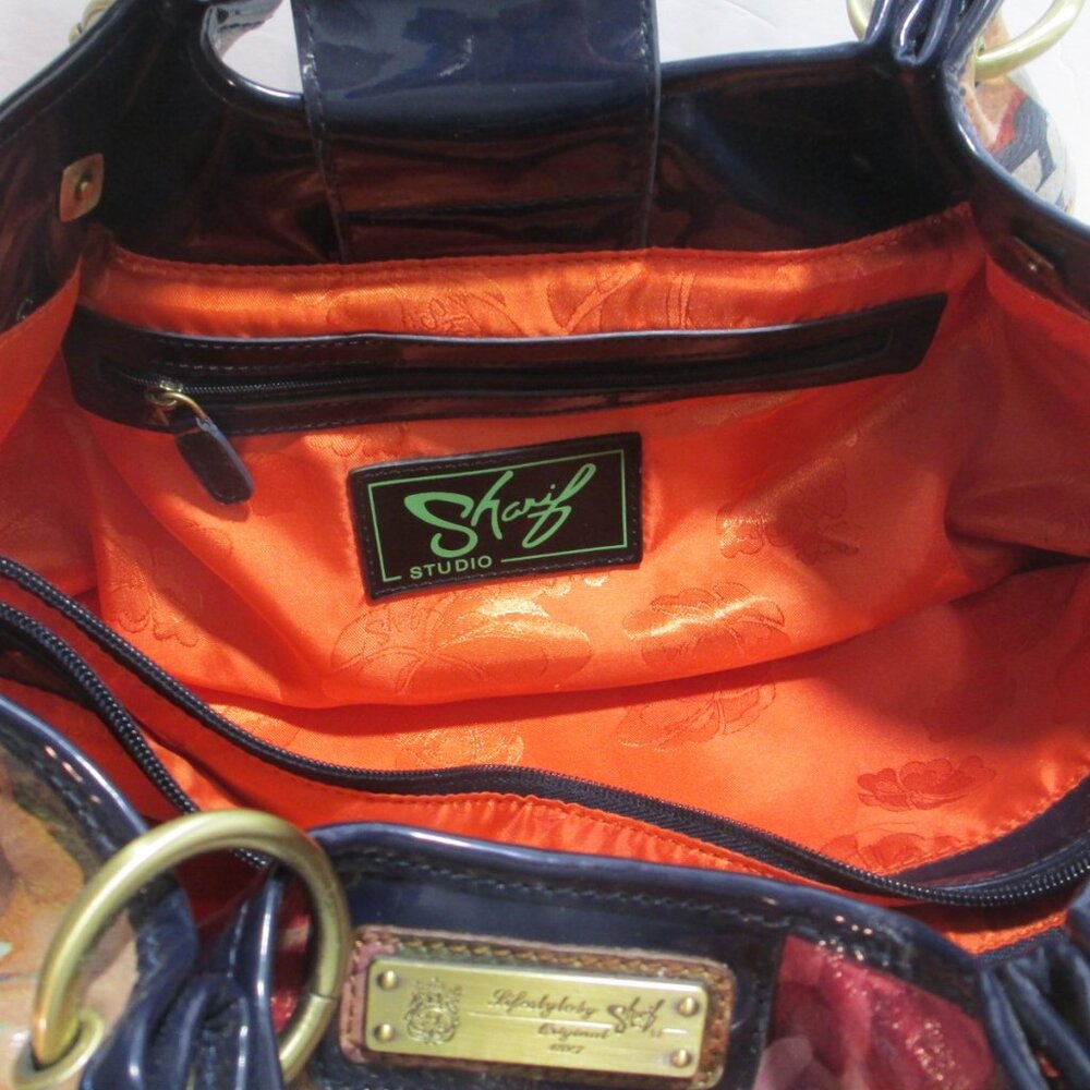 VTG Sharif Originals Floral Patent Leather Handbag Shoulder Bag Purse 14x9x6 - Picture 7 of 13